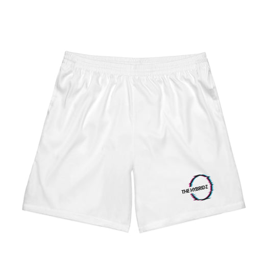 Men's Elastic Beach Shorts (AOP) White